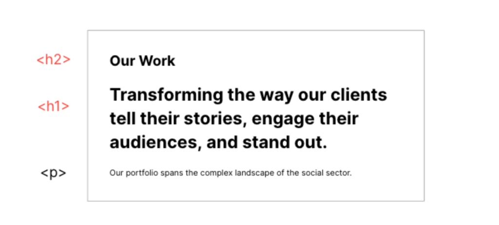 heading tags with eyebrow text